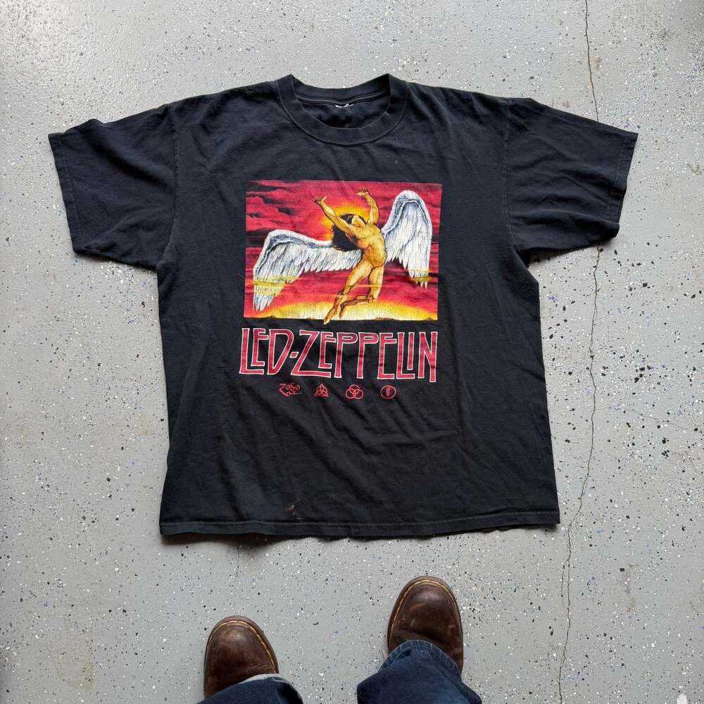 Vintage 2004 Led Zeppelin Swan Song Icarus Logo Rock Band T-Shirt